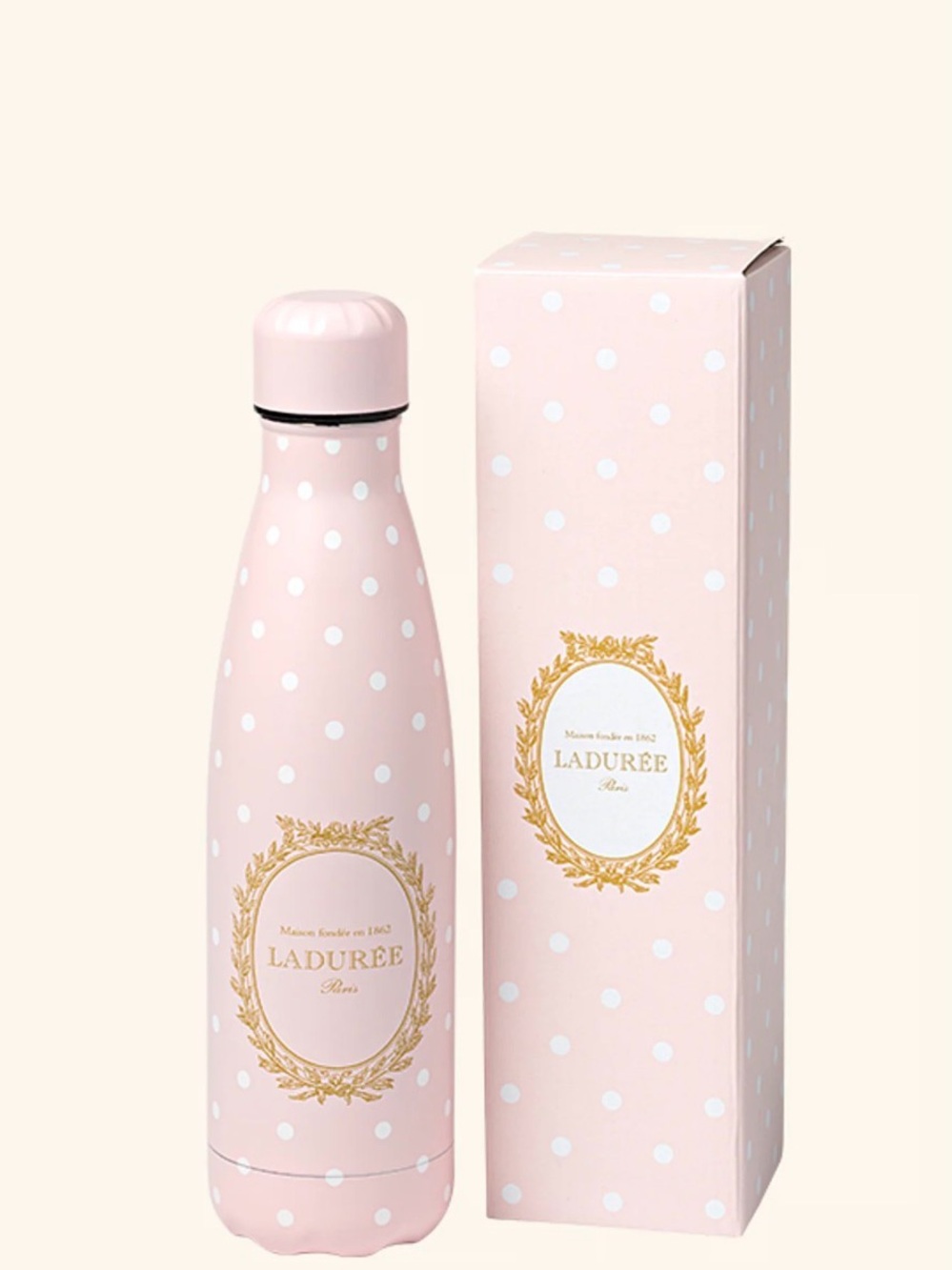 Ladurée Paris Pink Polka Dot Insulated Water Bottle w/ Original Box & Tag